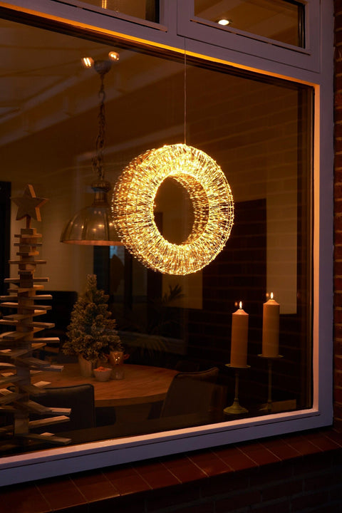 KERST - VERLICHTING - Lichtkrans (warm licht - zilver) (kopie)