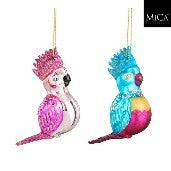 KERST - ORNAMENT - Papegaai (roos/blauw)