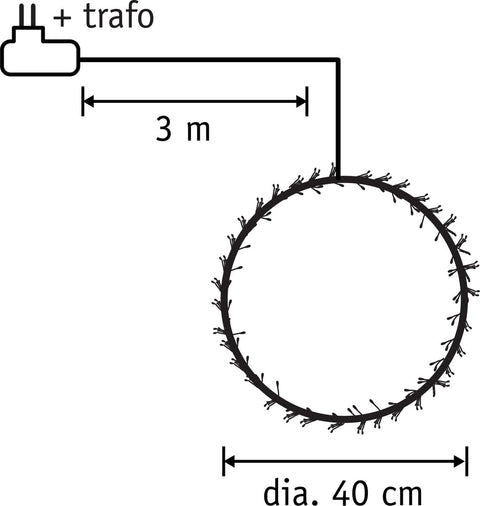 KERST - VERLICHTING - Lichtkrans (warm licht - goud)