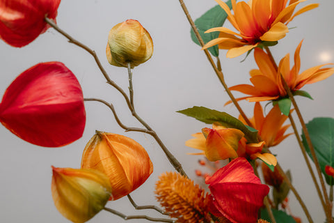 ZIJDE - zijdeboeket in warme oranje tinten