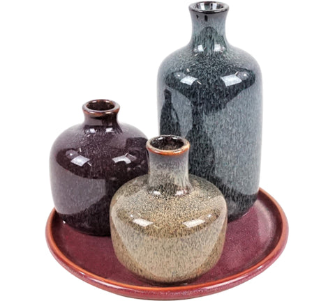 VAAS - rustieke vaasjes op schotel