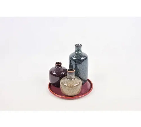 VAAS - rustieke vaasjes op schotel