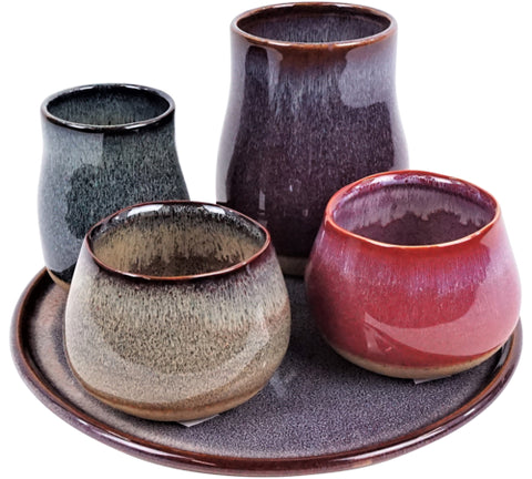 VAAS - rustieke vaasjes op schotel