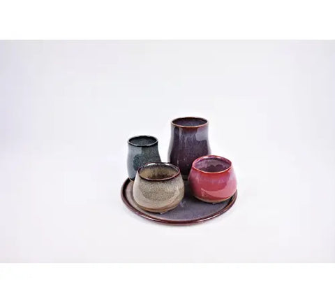 VAAS - rustieke vaasjes op schotel