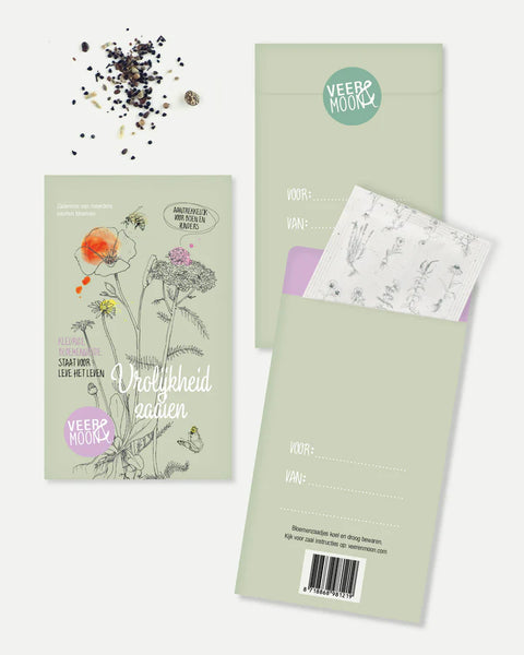 KAARTEN - Bloemzaden kaartjes - 'Vrolijkheid zaaien'