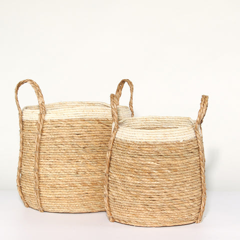 MAND - RIETEN MAND met witte boord & handvaten