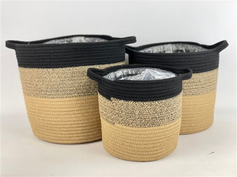 MAND - zwart-beide mand met handvaten