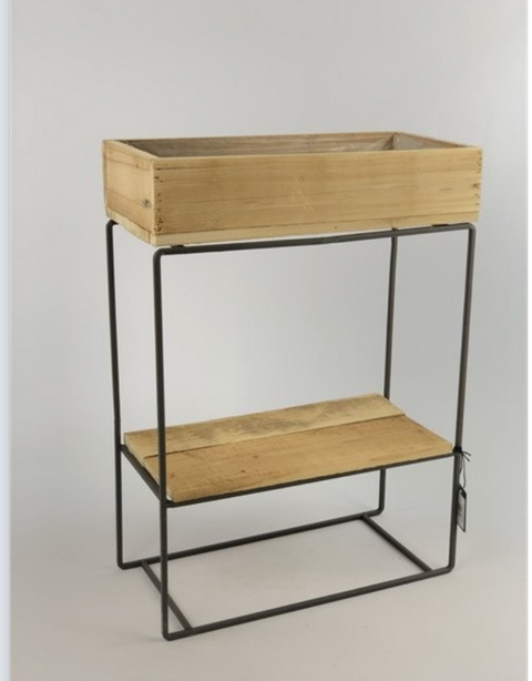 STAANDER - zwart met houten staander